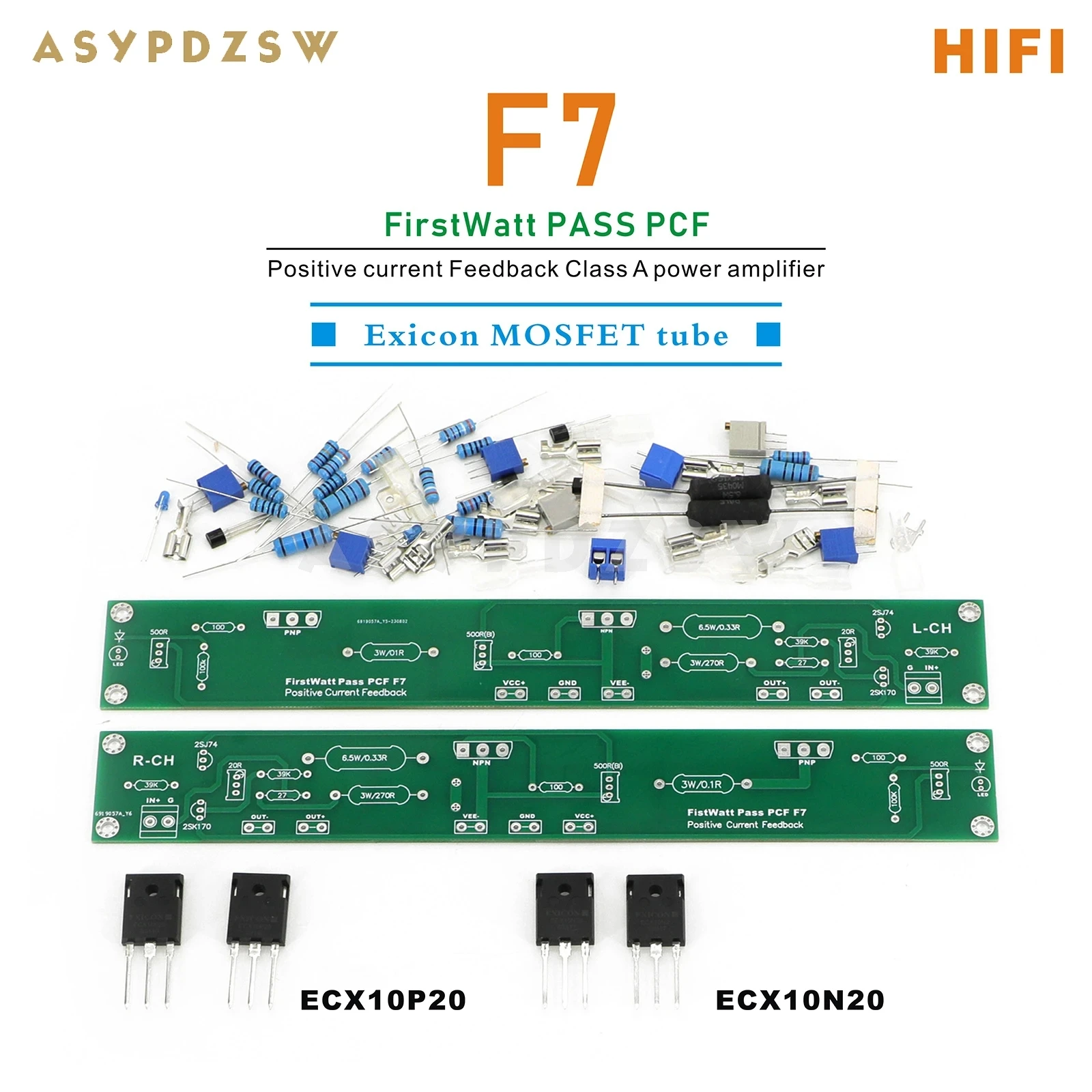 1 Pair Stereo FirstWatt PASS PCF F7 Positive current Feedback Class A power amplifier DIY kit/Finished board 20W+20W