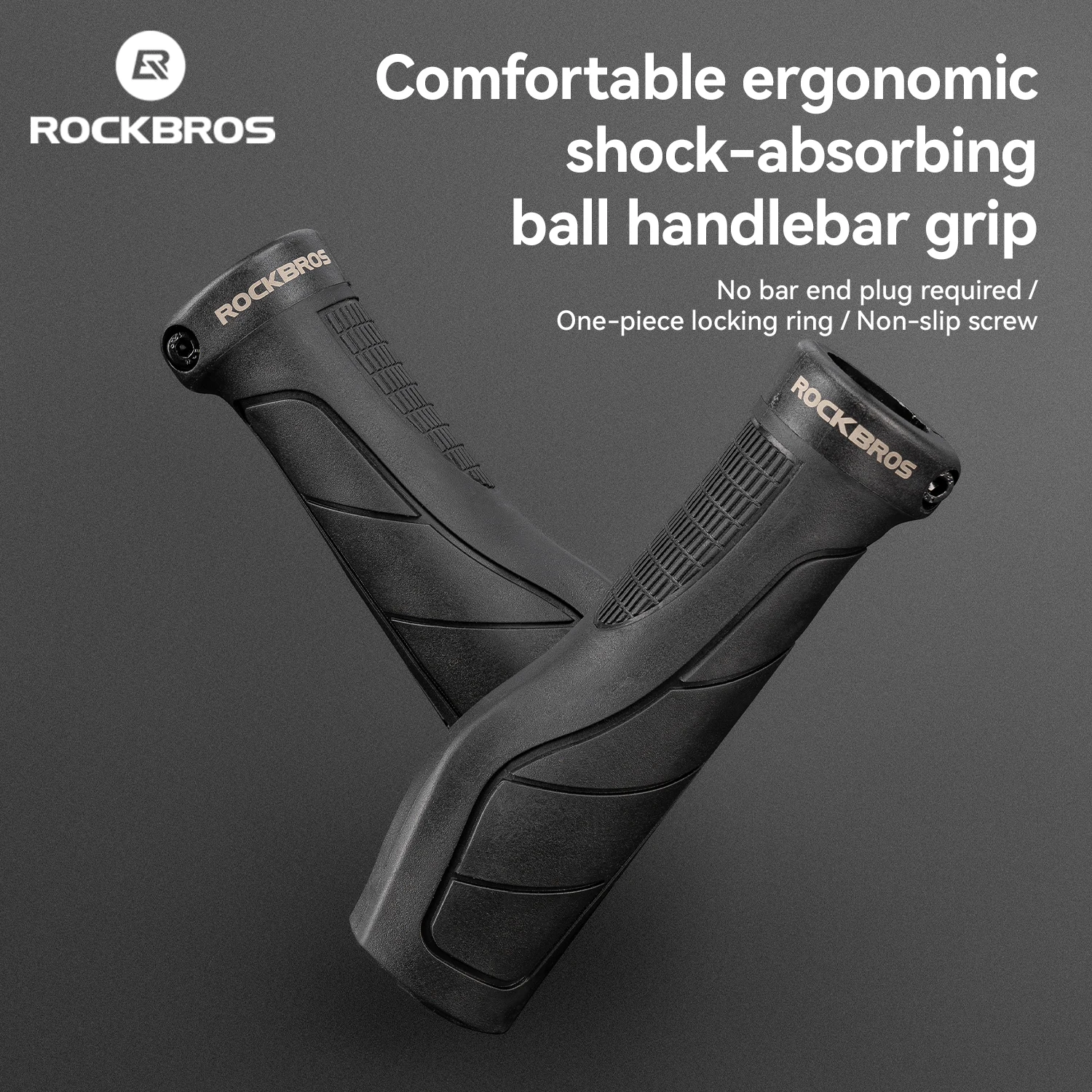 

ROCKBROS Bicycle Grips Single-Sealed One-Piece Locking Ring Grips Shock-Absorbing Comfortable Ergonomic Ball Handlebar Grip