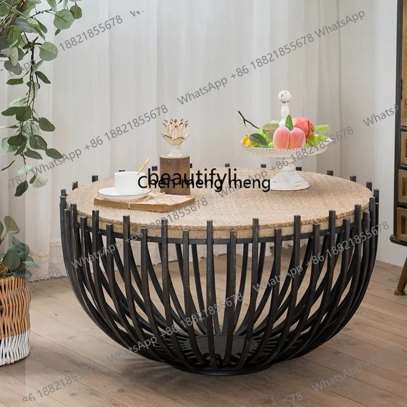 LHY26 ss zq Retro Retro Multi-Functional Storage Tea Table Small Apartment Living Room Iron Tea Table Storage Side Table