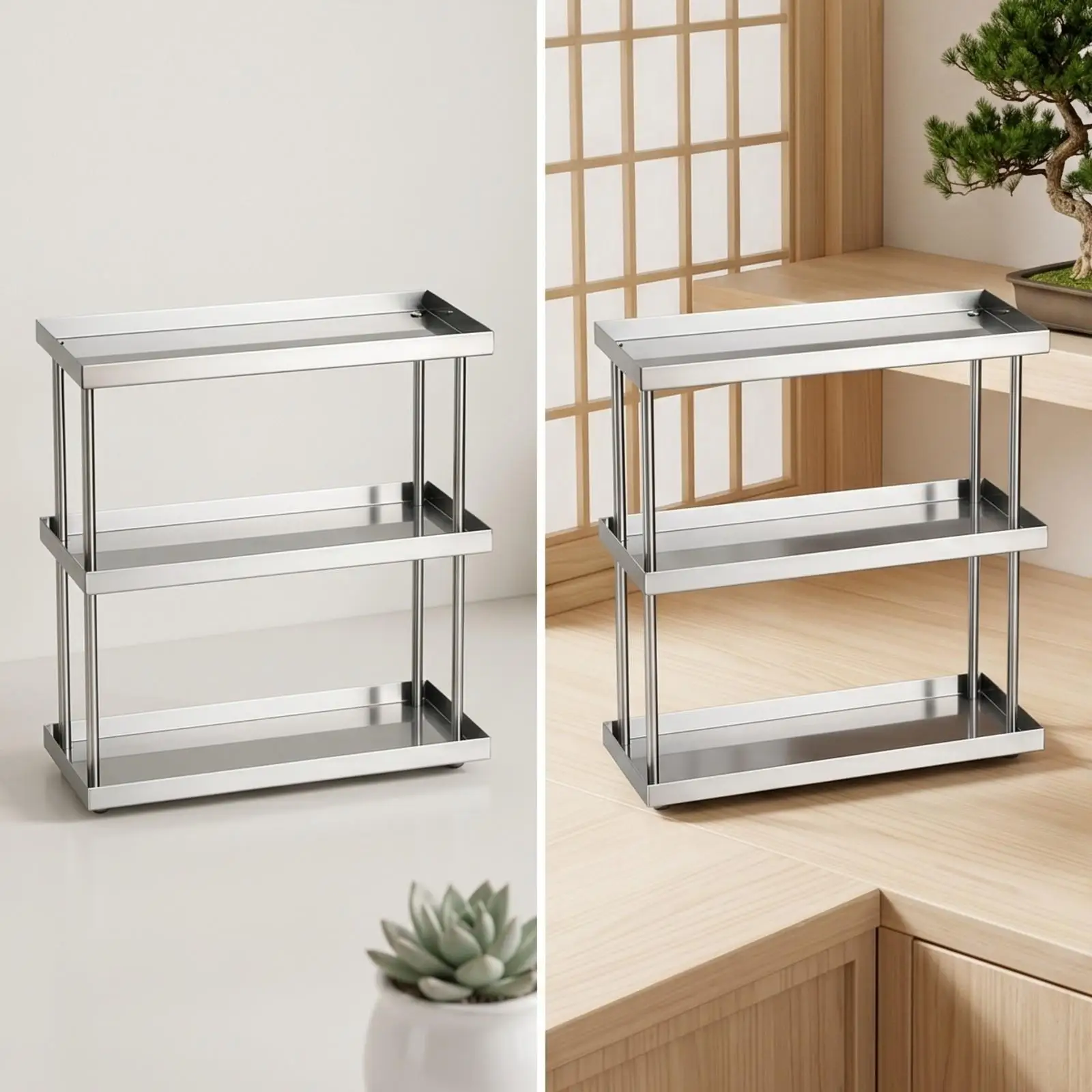 Beverage Holder Stand Stainless Steel Desktop Organizer Rack Shelf for Countertop Display Storage Kitchen Office Desk Rack