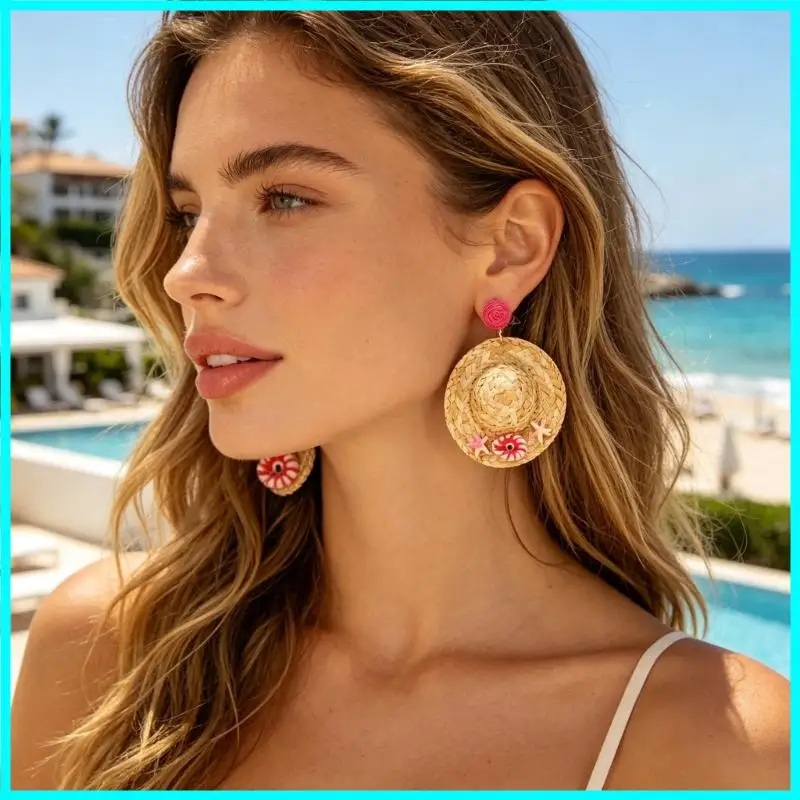 Bohemian Straw Hat Earrings Unique Rattan Weaving Earring Vintage Statement Jewelry For Women Party Jewelry New 2026