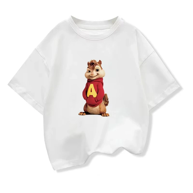 تي شيرت Alvin and Chipmunk كارتوني للأطفال، قميص مطبوع لطيف لملابس الأطفال الكاجوال