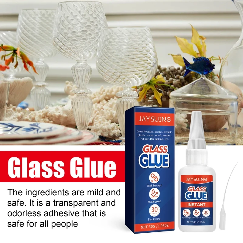 لاصق زجاج أكريليك 30 جم/1.05 أونصة لاصق لإصلاح الزجاج بقوة عالية لتثبيت الزجاج والنبيذ E8BA