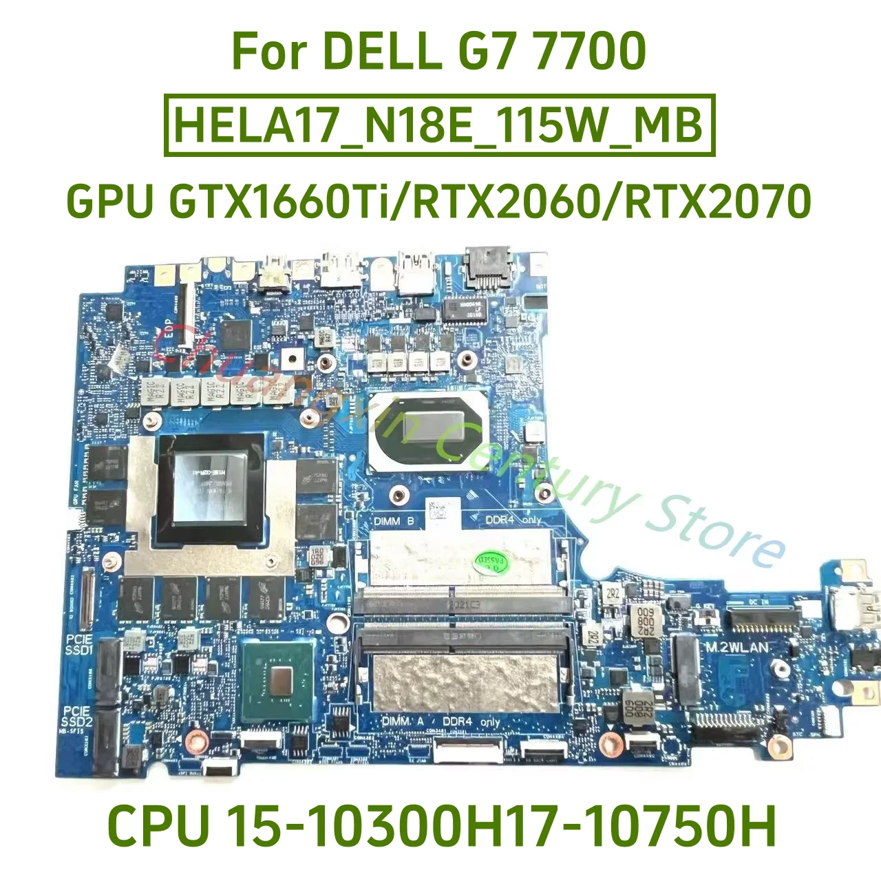 Voor DELL G7 17 7700 laptop moederbord HELA17-N18E-115W - MB Met CPU I5-10300H I7-10750H GPU GTX1660Ti/RTX2060/RTX2070