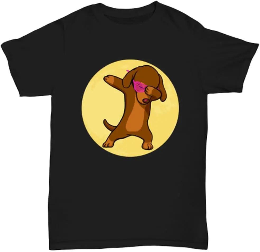 

Dog T-Shirt, Dachshunds Dabbing Glasses, Cute Puppy Gift, White Tee