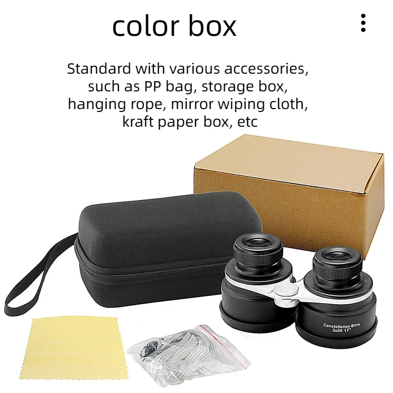 New High Definition Wide Field View 3x50 Portable Binoculars For Stargazing Travel Bird Watching All Optical Lenses Compact