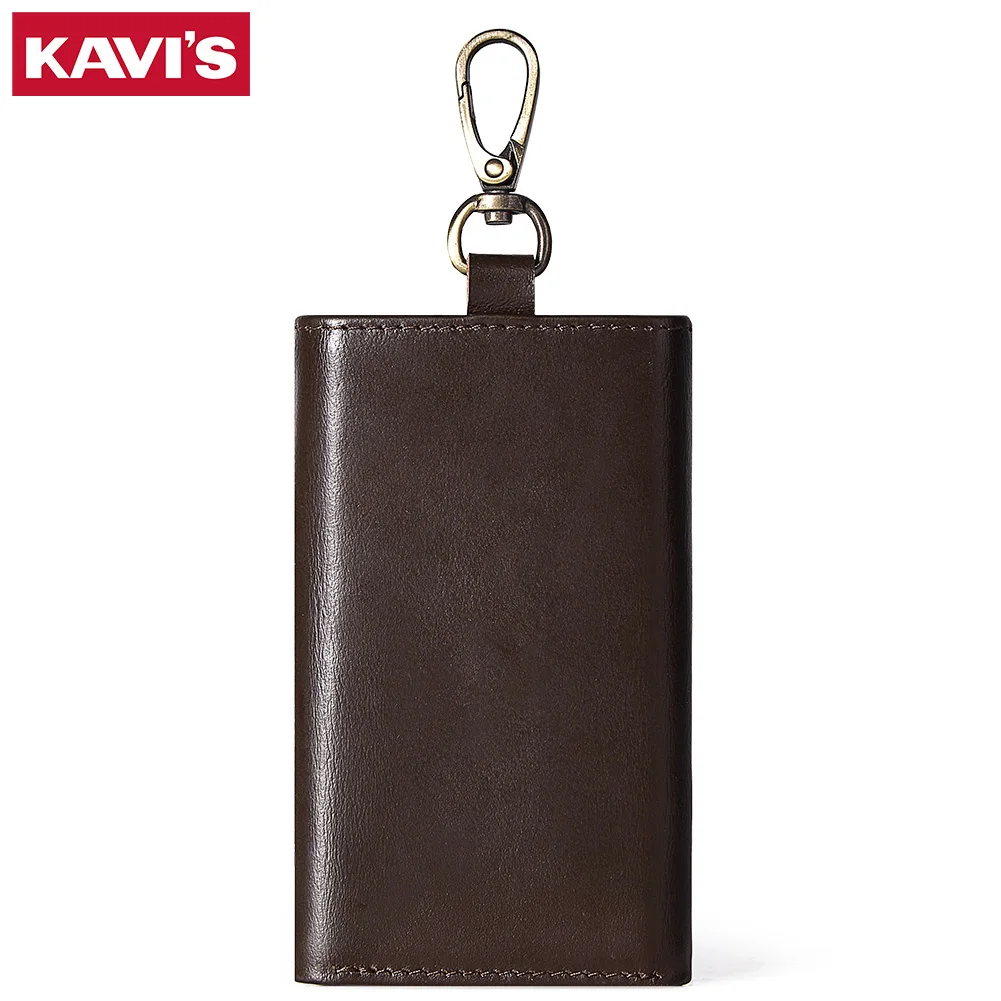 KAVIS 100% genuino per uomo portafoglio senior strato superiore in pelle di mucca con clip per carte portachiavi stile borsa regalo popolare di valore eccellente
