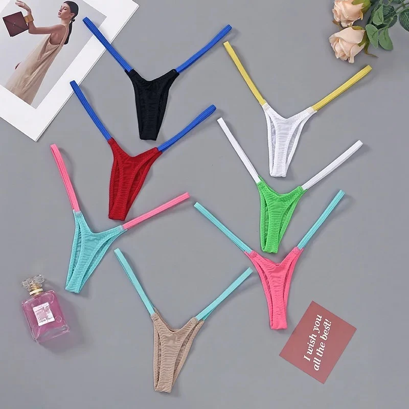 

Womens T Back Sexy 18 Fancy Women Underwear Classic T Pants Thin Straps Low Waist Multi-color Stitching Elastic Erotic Lingerie