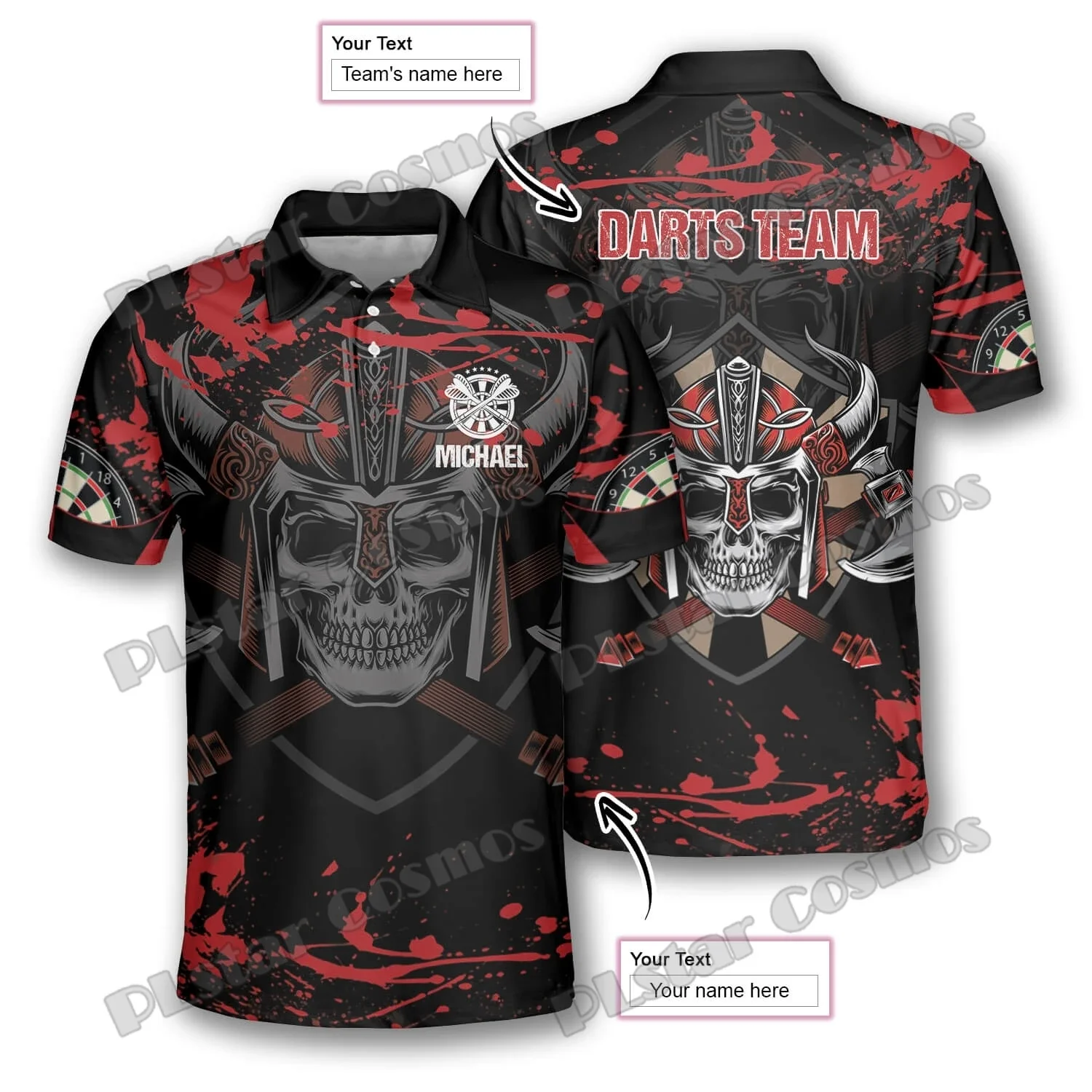 مخيف السهام الجمجمة شخصية السهام ثلاثية الأبعاد في جميع أنحاء مطبوعة موضة الرجال قمصان بولو الصيف عادية للجنسين الكبار قميص بولو PLP30