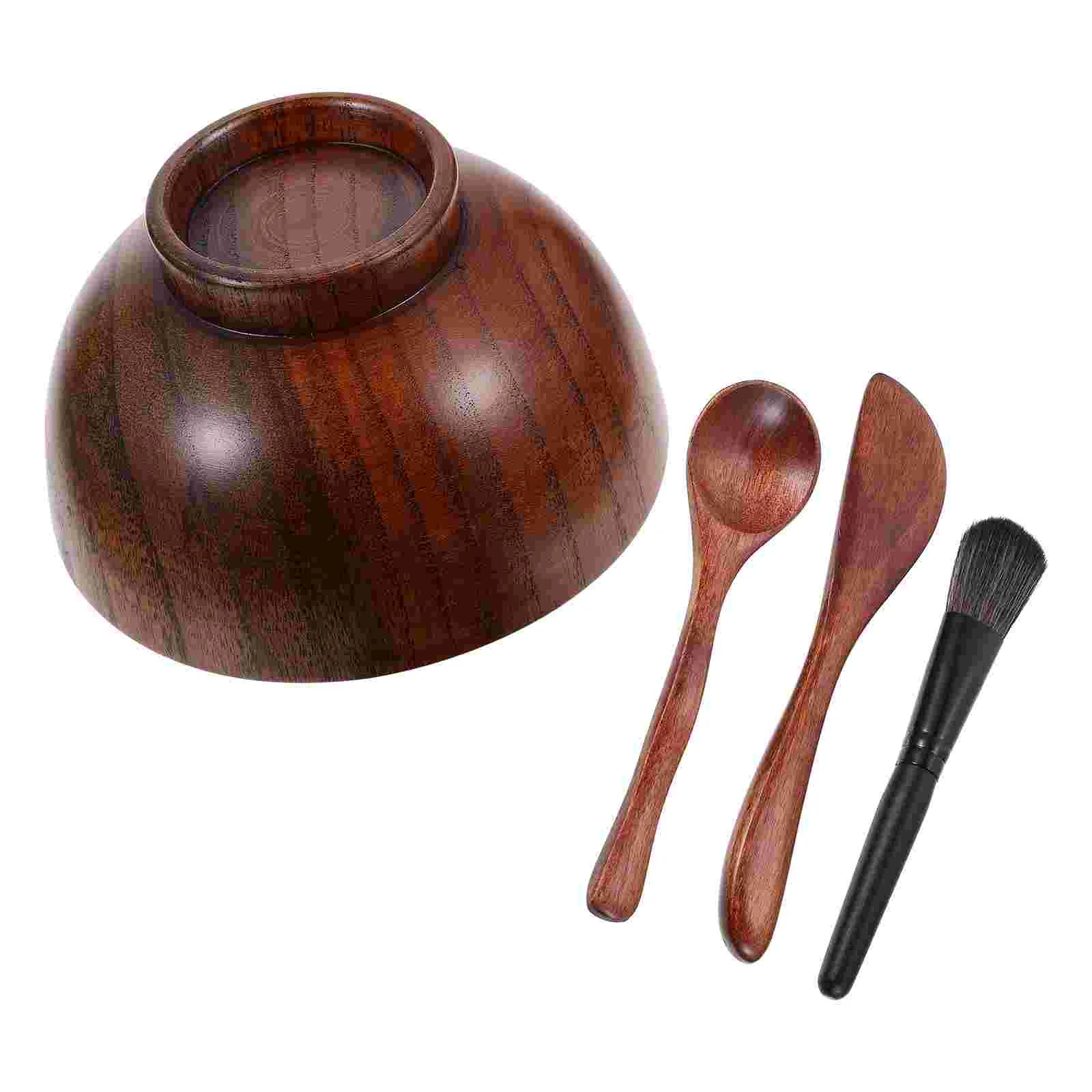 4 Pcs Four Piece Facial Mask Bowl Mixing Tool Masks Face Beauty Salon Drop-resistant Stirring Tools Wooden Brush DIY