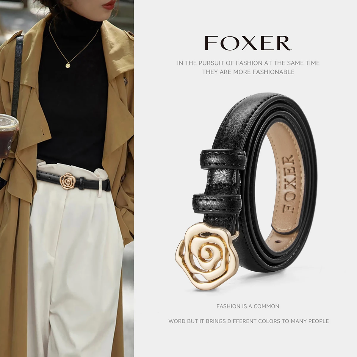 

Женский ремень из натуральной кожи марки FOXER с высококачественной пряжкой, брюками и аксессуарами, модный ремень на шнурке
