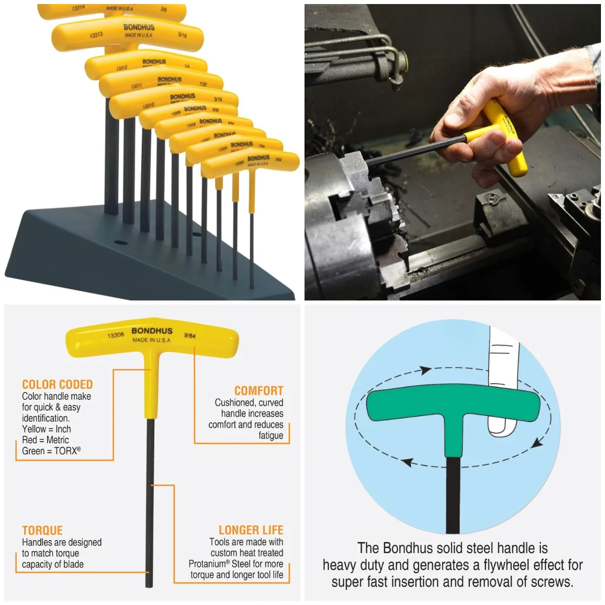 

'13390 Set of 10 Hex T-handles w/Stand, sizes 3/32-3/8''', multi, one size