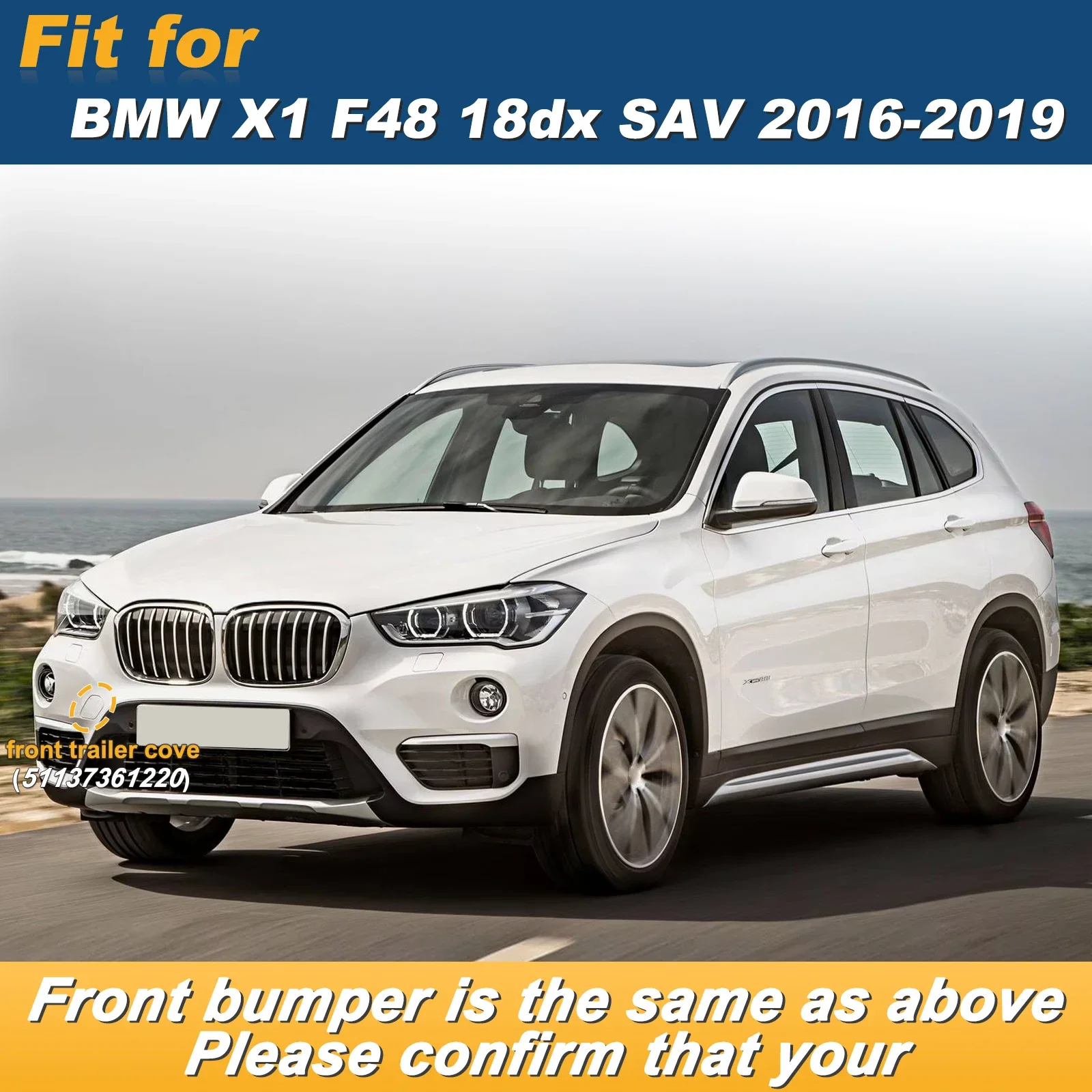 For BMW X1 F48 18dx SAV 2016-2019 Front Bumper Tow Hook Cover Cap Replacement Genuine Part 51137361220