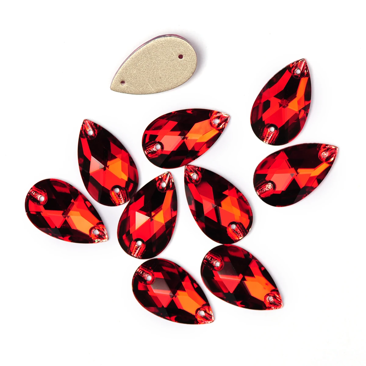 YANRUO 3230 Drop Siam Red Glass Sew on Crystals Rhinestones for Needlework Ornament Rhythmic Gymnastics Swimwear DIY Diamond