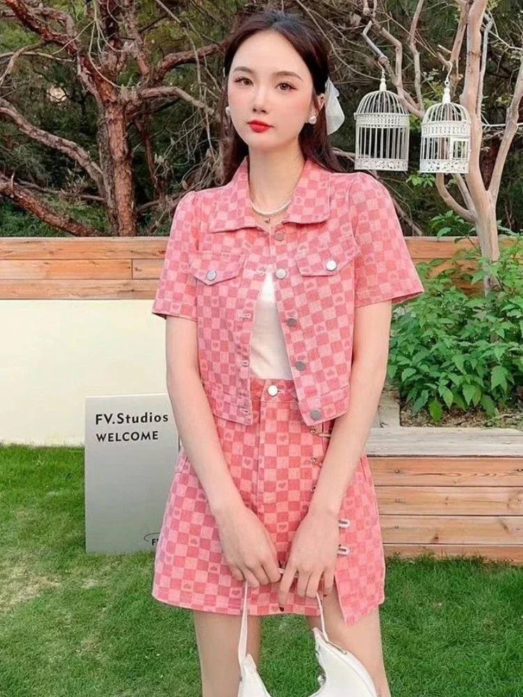 

Office Female Outfits Clothing New Arrivals Korean Style Matching Sets Festival Summer Clothes 2025 Women's Two Skirt Piece Set