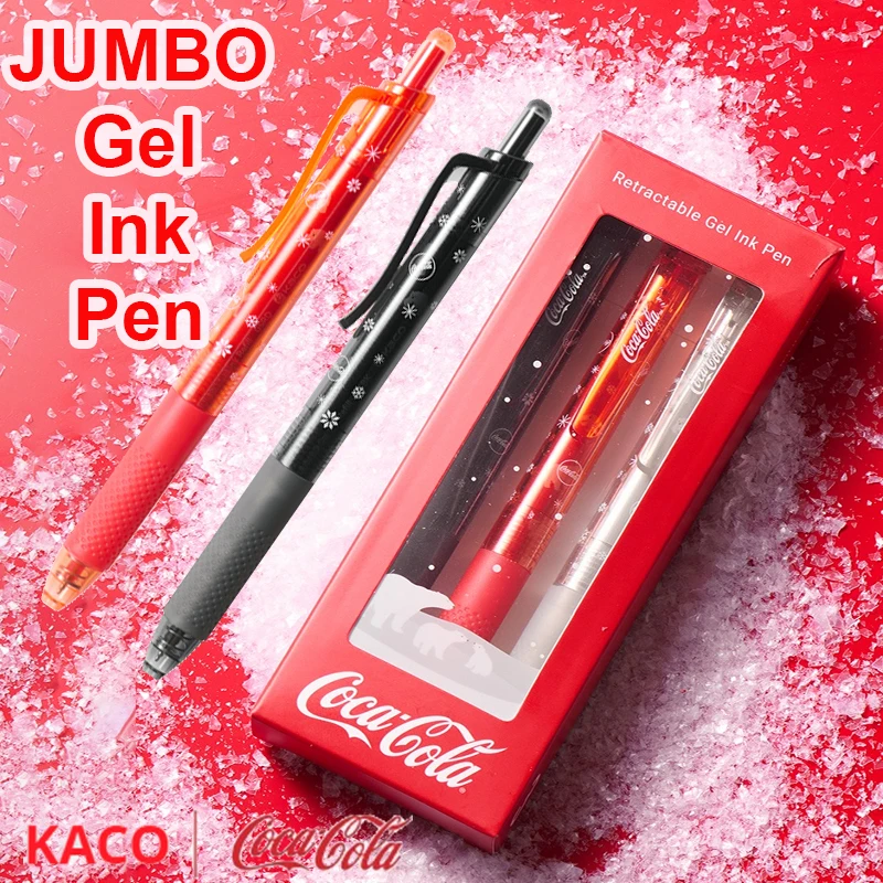KACO Coca Cola Gel Pen 3pcs JUMBO Glacier Adventure Set 0.5mm Transparent Rod Large Capacity Retractable Pens Cute Stationery