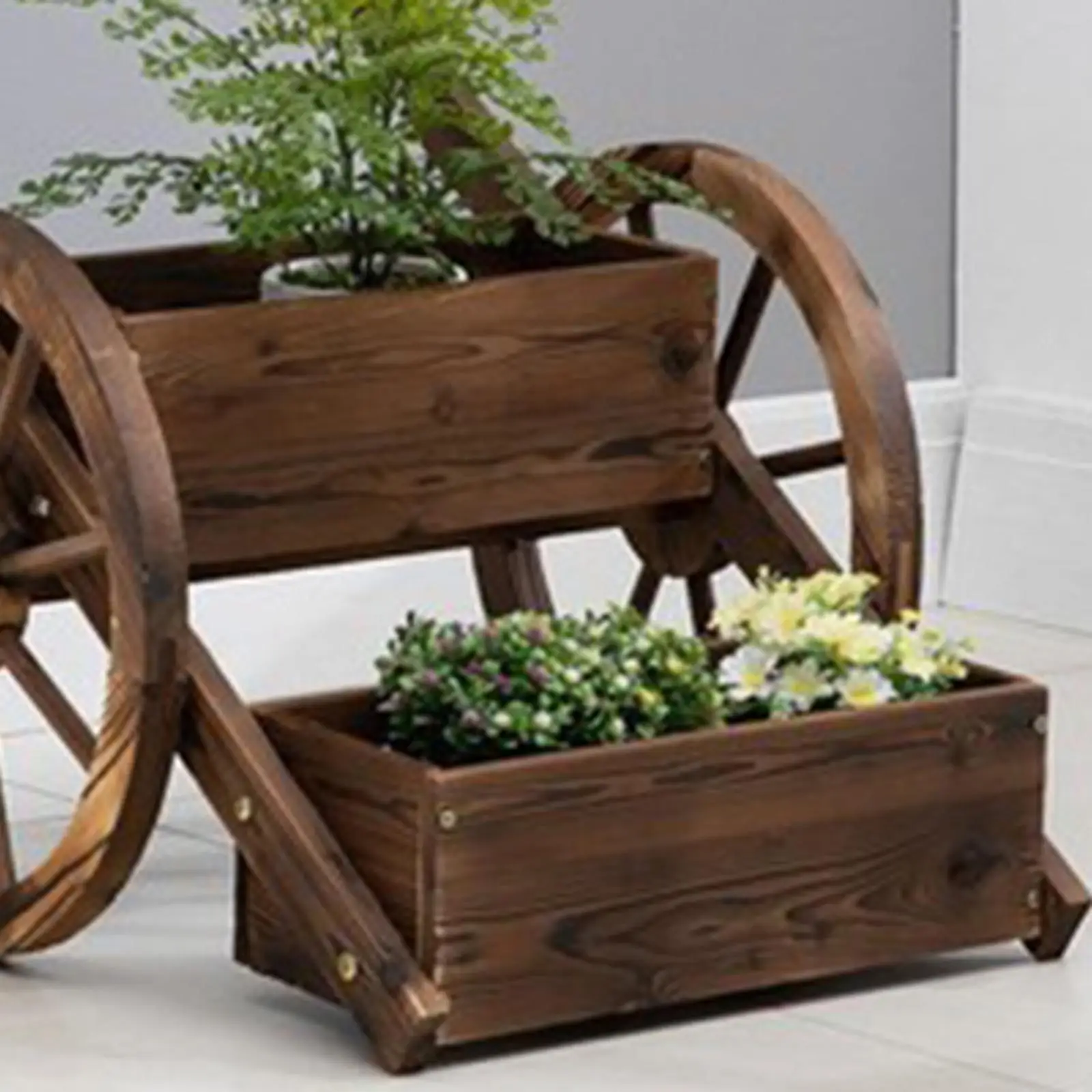 

Деревянная кашпо-тележка для нескольких растений, уличная, для дома и сада