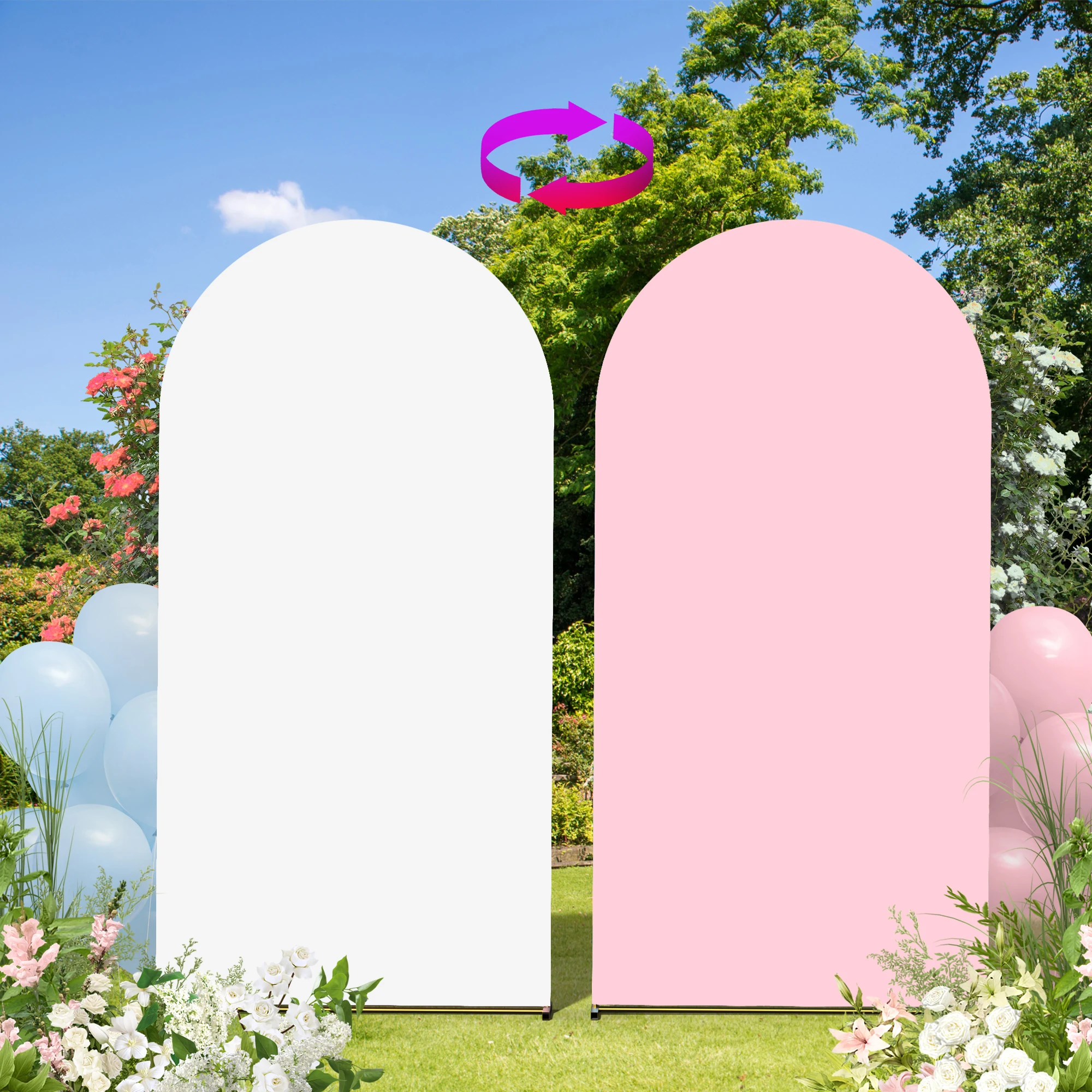 1 Piece, White + Pink Wedding Arch Cover, Double-Sided Dual-Color Polyester Fitted Wedding Arch Cover Suitable for Birthday Parties, Graduation Ceremonies, Weddings, Gift-Giving Events, Garden Decorations