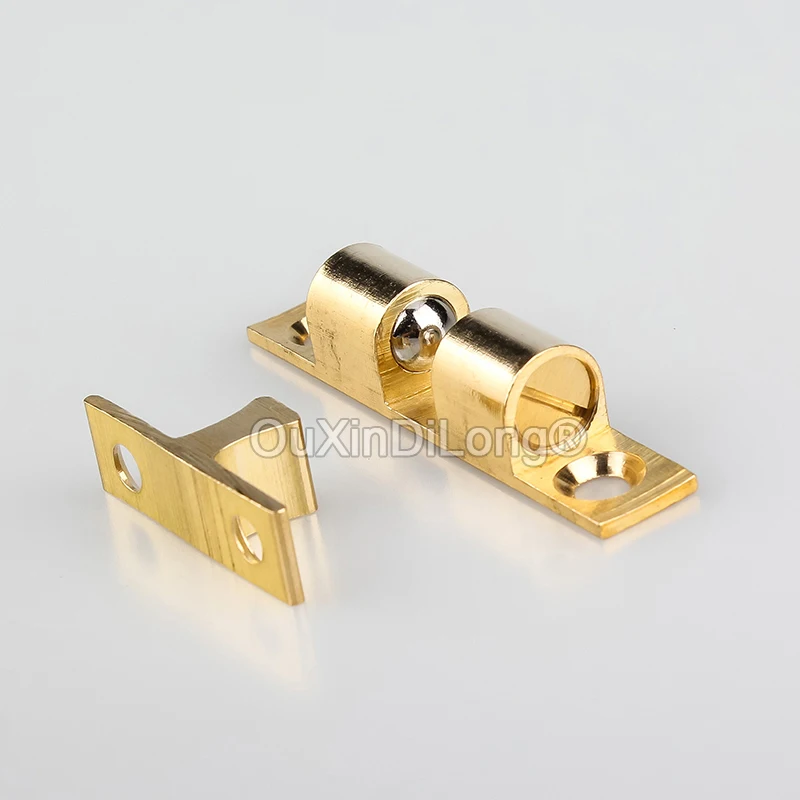 Brand New 10PCS Brass Cabinet Catches Cupboard Wardrobe Double Ball Door Touch Beads Latch Lock Brass Tone