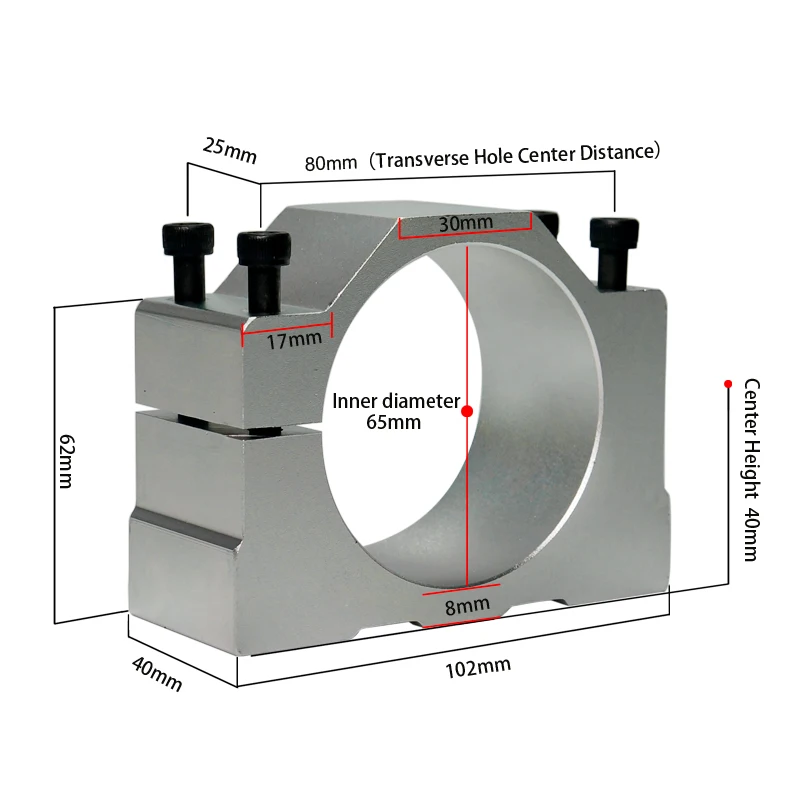 1 pz Morsetto mandrino di alta qualità 52 57 65 80mm staffa motore in alluminio cnc macchina per intaglio morsetto supporto motore