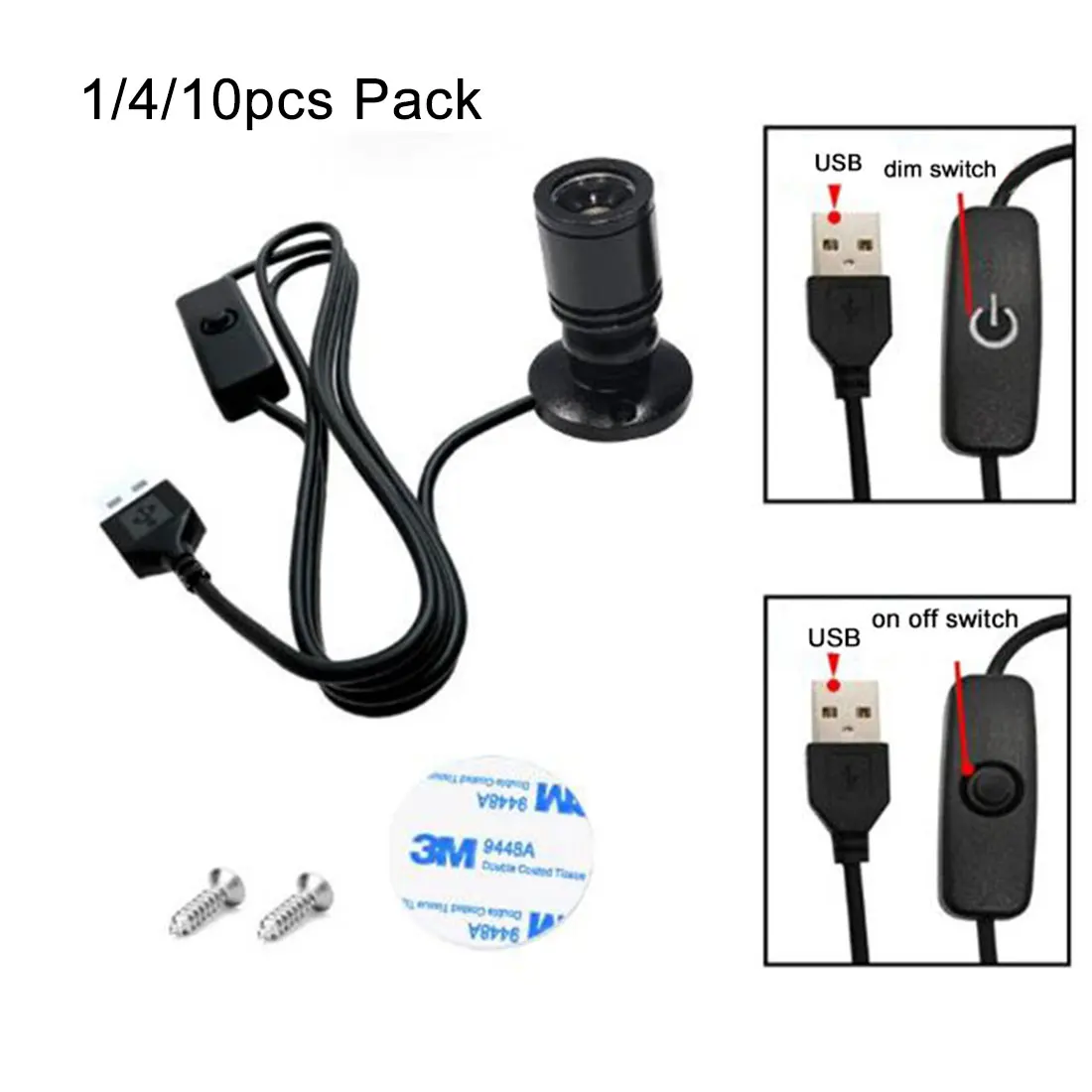 

Мини-светодиодный прожектор мощностью 1 Вт, 3 Вт с питанием от USB, выключателем или затемнением, черный точечный светильник с регулируемой яркостью для витрины ювелирного шкафа Accent