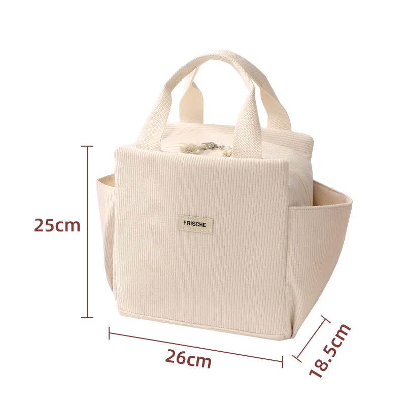 Cord-Lunchtasche, wärmeisolierend, Lunchbox, Aufbewahrung, Handtasche, multifunktional, für Kinder, Schule, Kühltasche, Picknick, Lebensmittelbeutel – Detail 9