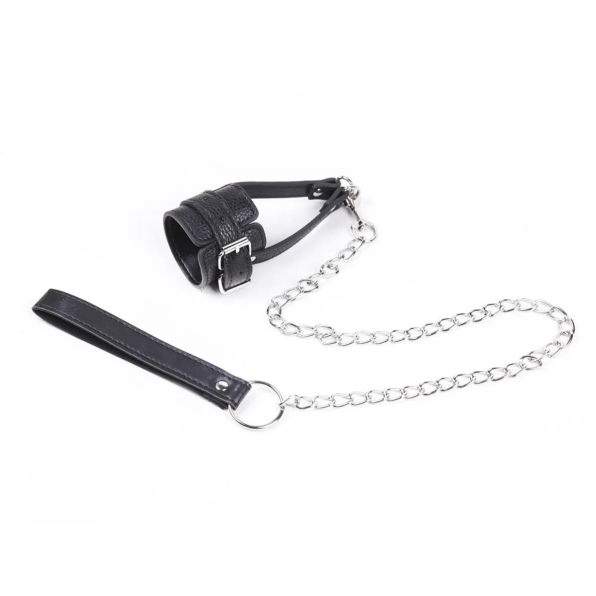 BDSM Adult Games Leather Penis Sleeve Ring Metal Traction Chain For Penis Fetish Erotic Toys Bondage Cosplay Sex Toys For Couple