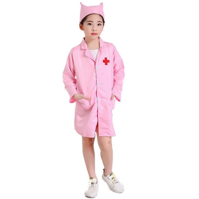 2023 Simulation doctor nurse work Children Uniform Cross Coat Halloween Costume Kids Cosplay Baby Toys Set Fancy Party birthday