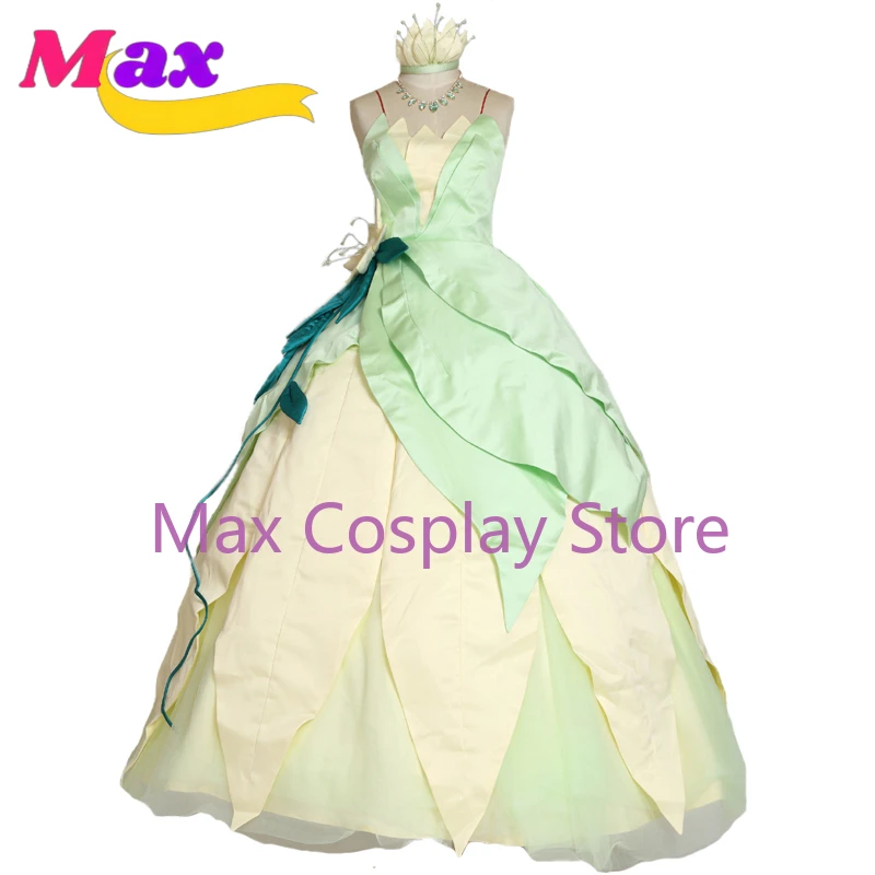 Max Cos Tiana Cosplay Costume Halloween Costumes for Women Adult Princess Tiana Costume Fancy Tiana Dress