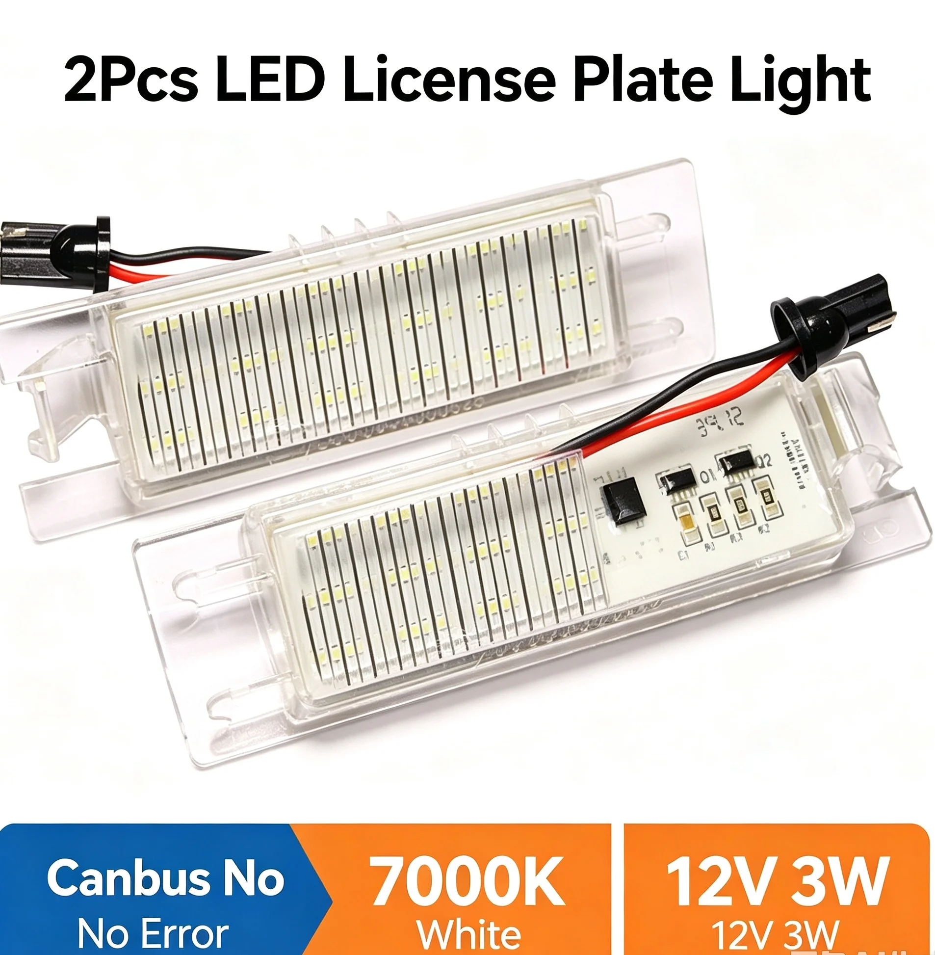 2Pcs Canbus LED License Lamp 18SMD 7000K White 12V For Astra H Corsa D Zafira B Insignia