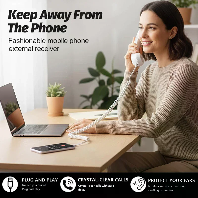 

Ретро-телефонная трубка, стационарный приемник в стиле телефона Type-C, винтажный телефонный адаптер для стационарного телефона