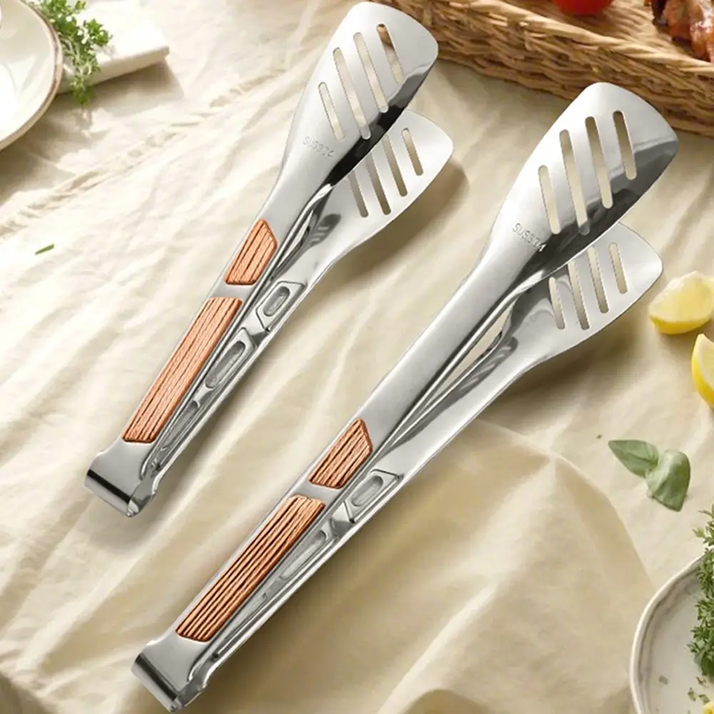 Aparatos de cocina, pinzas para barbacoa de acero inoxidable 304, pinzas para alimentos con mango largo de 8-12 pulgadas, herramientas de cocina antideslizantes