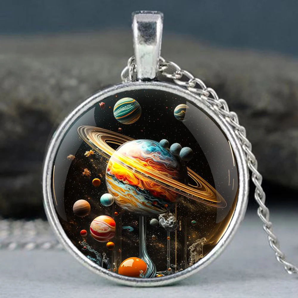Delicate High Grade Pocket Watch Gift Set With Box Fantasy Planet Design Necklace Clock Accessories For Friends Family