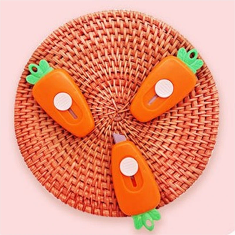 Portátil bonito mini cenoura faca utilitária expresso desembalagem envelope papel diy corte arte papelaria material escolar de escritório em casa
