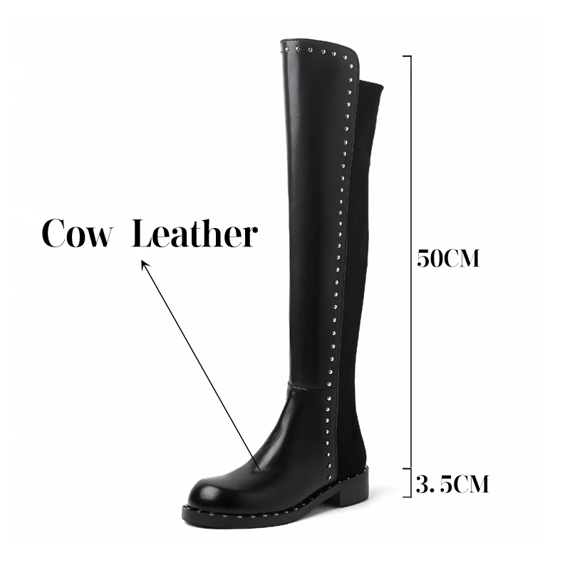 TULING JUN 2023 Winter Concise Famale Round Head Solid Color Over-The-Knee Boots Med Heels Shoes For Womens Elegant T-MK8989