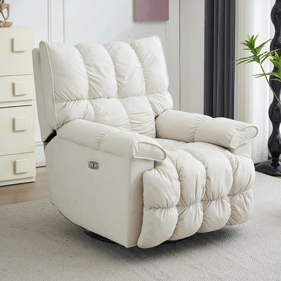 كرسي أريكة قابل للاستلقاء كهربائي حديث لكبار السن كرسي أريكة نوم قابل للتدوير وقابل للتأرجح كرسي قابل للتعديل لغرفة المعيشة #4