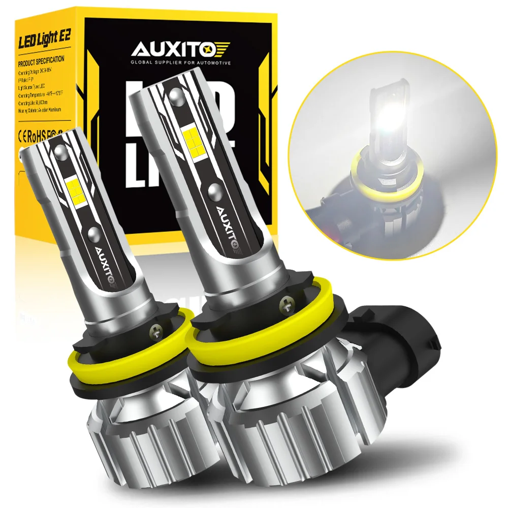 AUXITO 2Pcs H8 LED Bulb H11 H9 9005 HB3 9006 HB4 Car Headlight Super Bright  Fog Light Bulb Head Light Fanless Auto Lamp