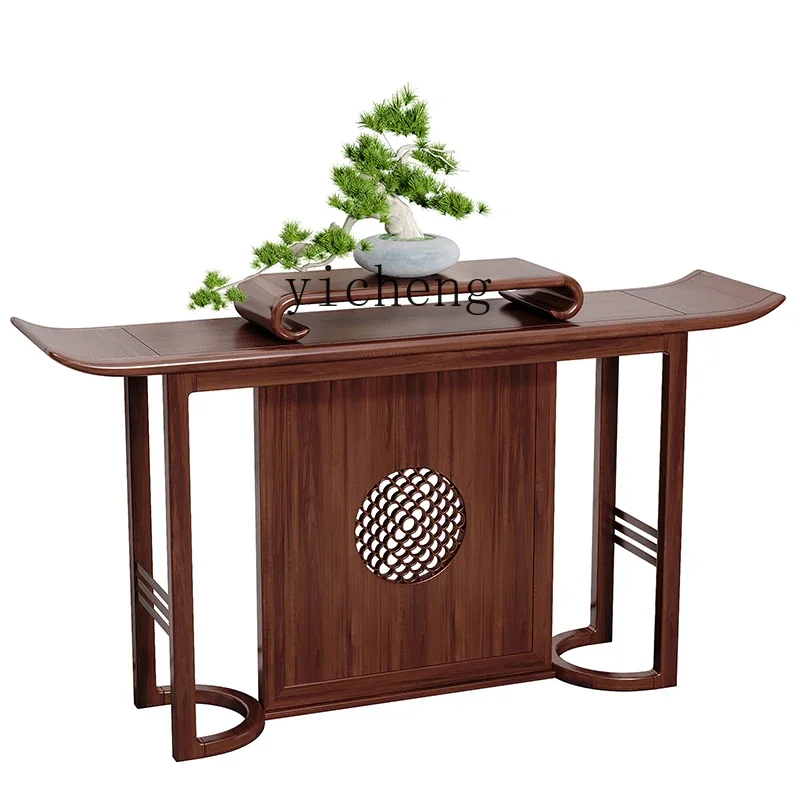 

ZK new Chinese entrance cabinet simple solid wood entrance entrance end view table living room table