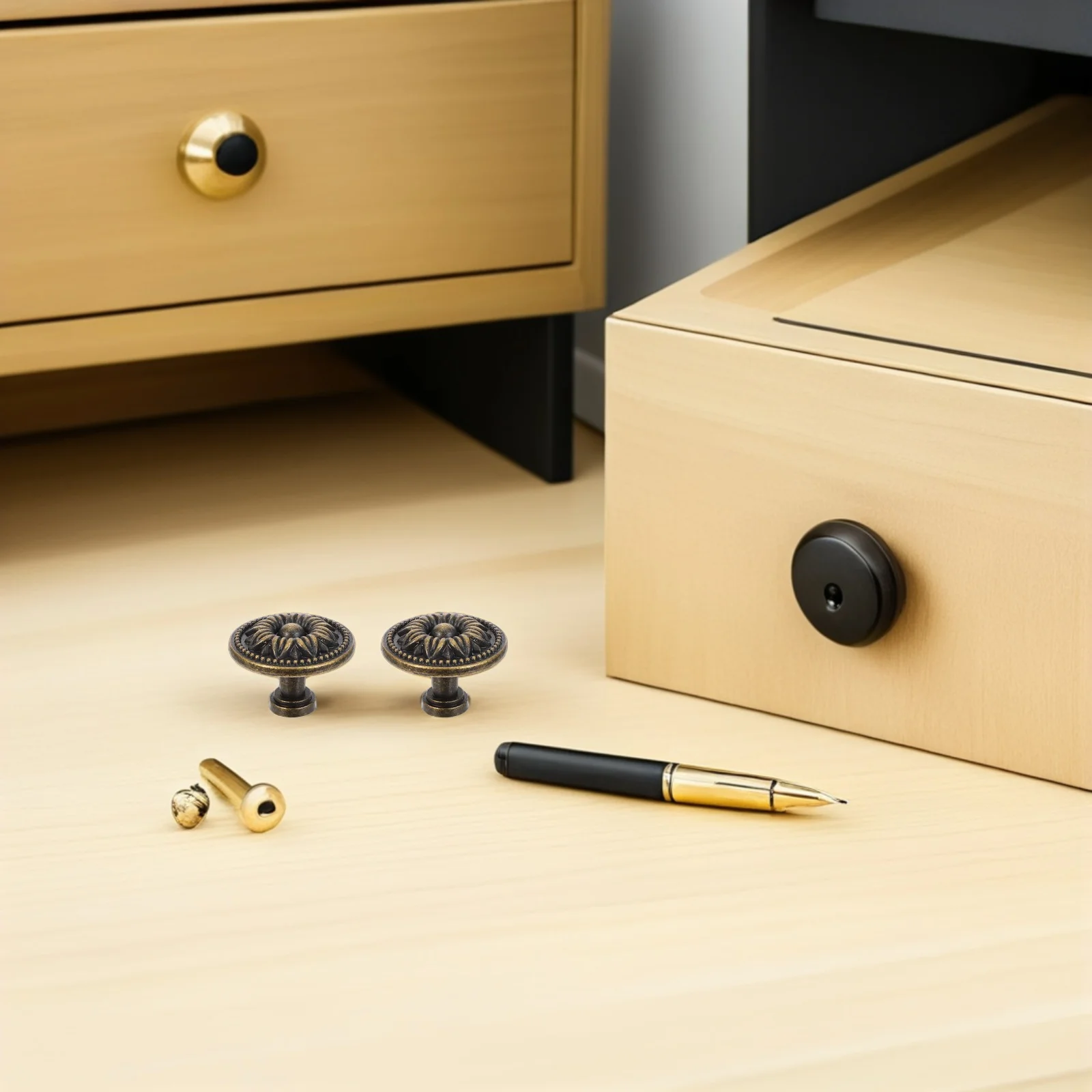 

8pcs Round Cabinet Knobs 1.38Inch Zinc Alloy Single Hole Drawer Handles Rustic Kitchen Cupboard Pulls For Home Dresser Closet