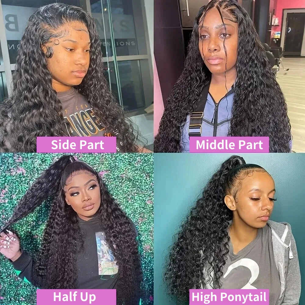 200% الكثافة 46 بوصة شعر مستعار موجة عميقة شعر ريمي 13x4 13x6 HD الدانتيل الباروكة الأمامية عالية كامل الدانتيل أمامي الشعر البشري للنساء #4