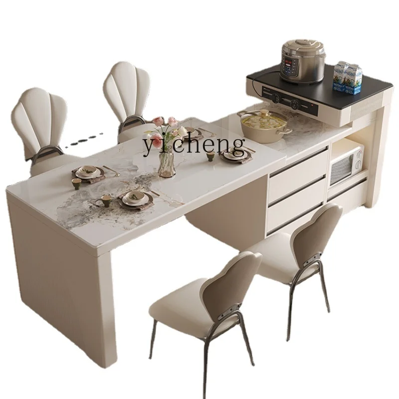 Zf Integrated Retractable Household Cream-Style Storage Multi-Functional Advanced Inverted Table French Stone Plate