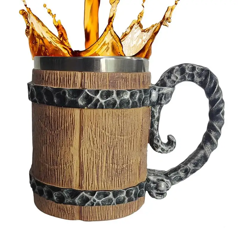 

Beer Mugs Resin Bucket Shaped Water Mug With Handle Vintage Desk Ornament For Restaurant Tavern Festival Holiday Birthday Party