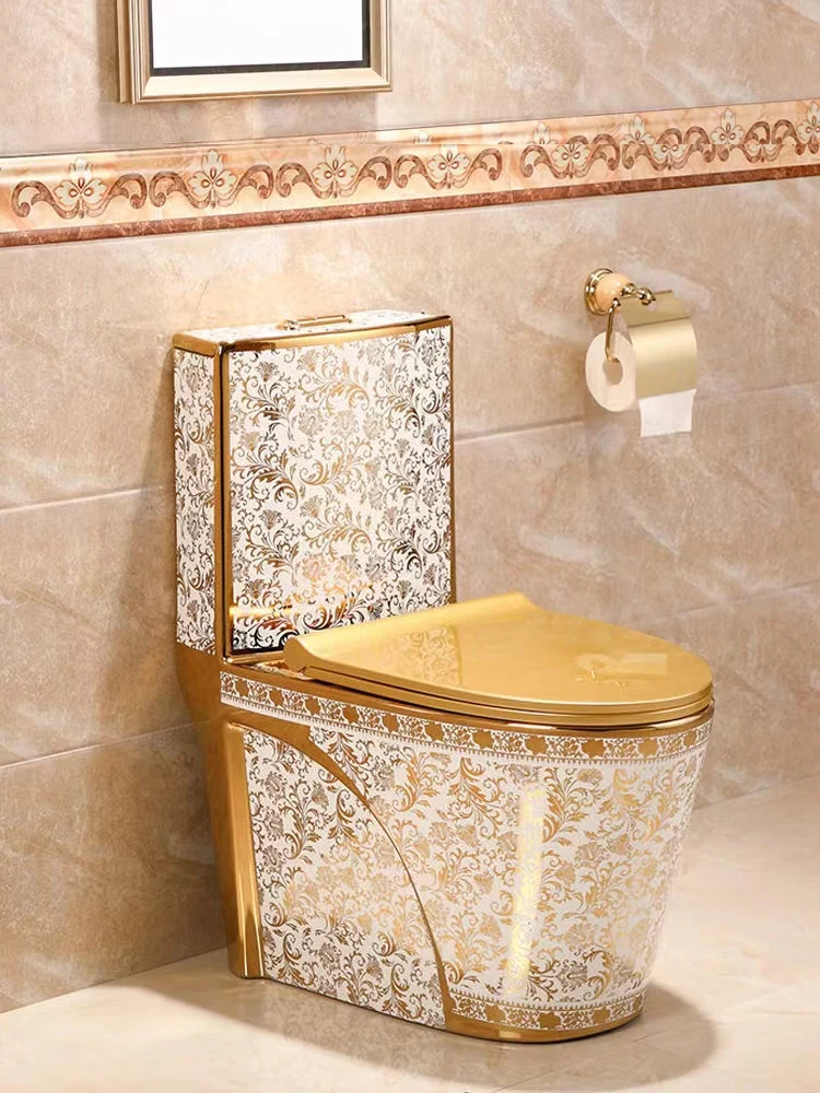 Household Flush Golden Toilet Creative Color Toilet Super Swirling-Style Water-Saving Small Apartment Deodorant Ceramic Toilet