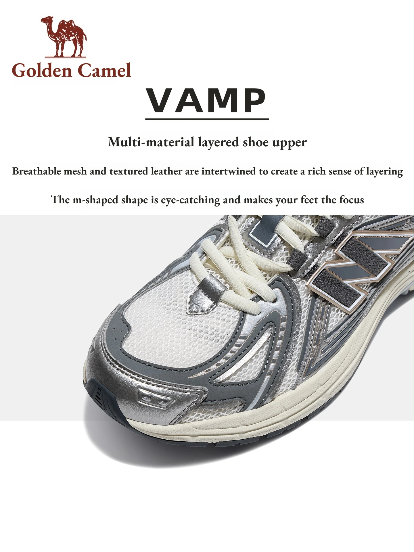 Golden Camel Men's Running Shoes 2026 Autumn New Retro Jogging Sneakers Outdoor Breathable Mesh Cushioning Non-Slip Women Shoes