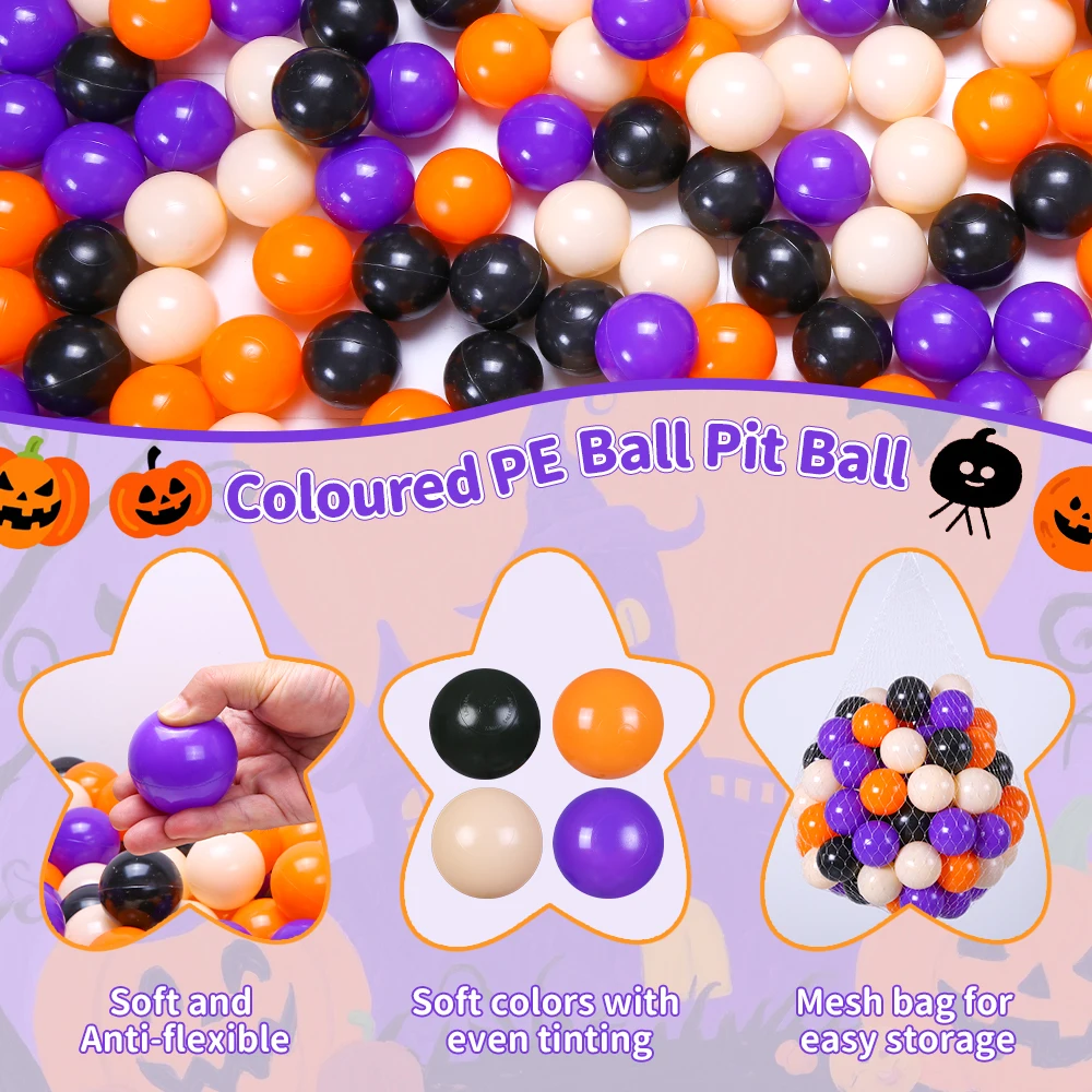 ลูกบอลสำหรับสระบอล ขนาด 5.5 ซม. 100 ลูก ลูกบอลตกแต่งฮาโลวีน ของเล่นเด็ก อุปกรณ์จัดงานปาร์ตี้สนุกๆ ของเล่นเสริมพัฒนาการ