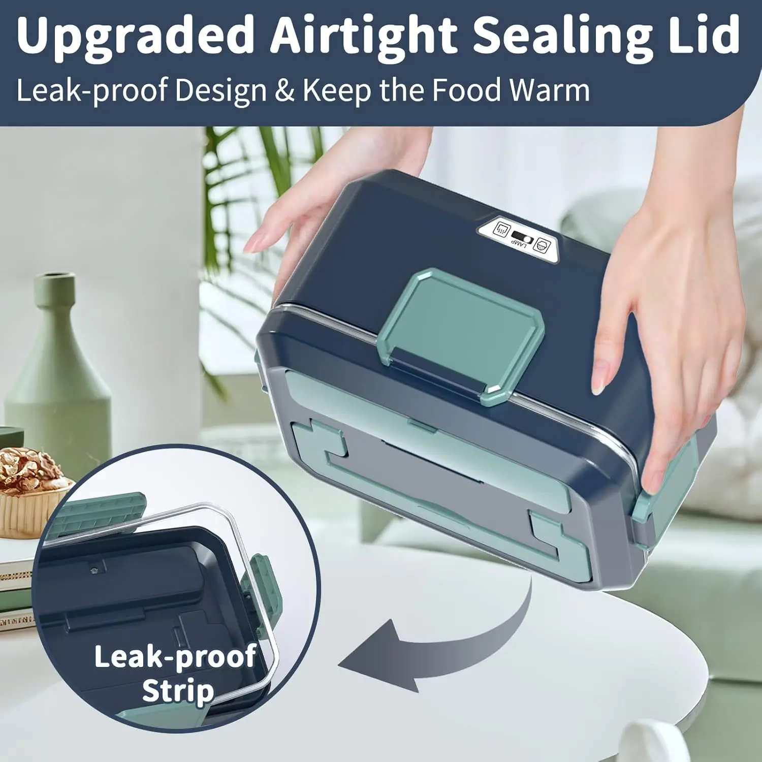 صندوق غداء كهربائي ساخن 100 وات 2.5 لتر محمول للبالغين 12 فولت/24 فولت/110 فولت شاحنة سيارة مكتب المنزل #5