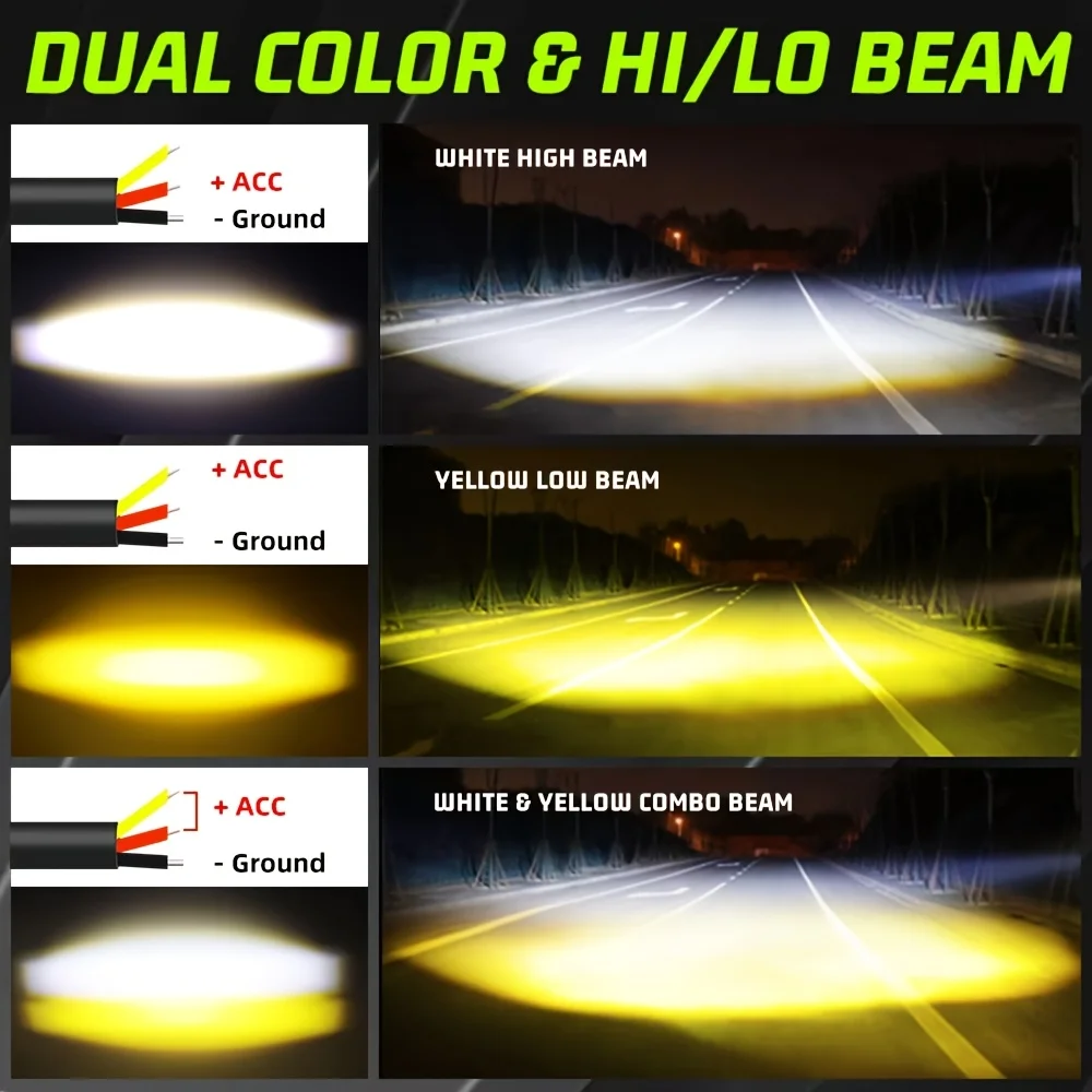 4 Zoll Weiß-Gelbe Zweifarbige Zusatz-Nebelscheinwerfer Fern-/Abblendlicht Offroad LED-Scheinwerfer für Auto LKW SUV 12V Zubehör – Detail 5