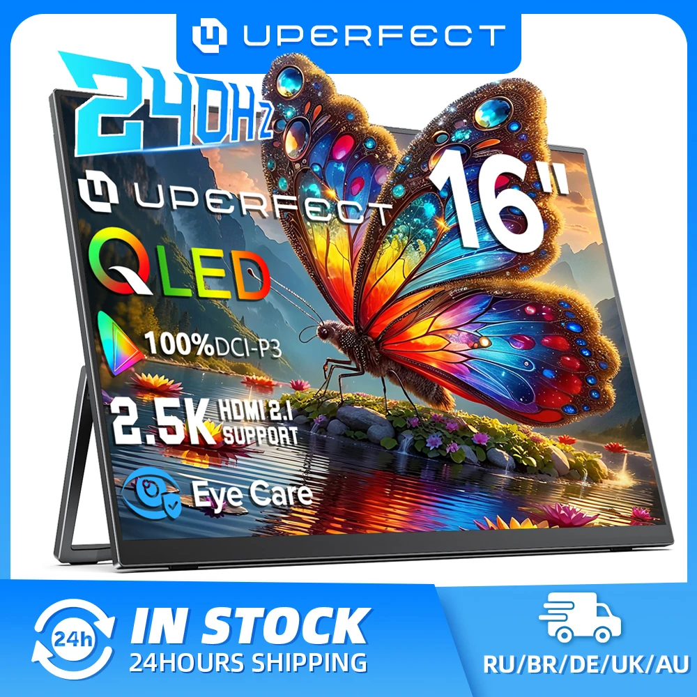 

UPERFECT 16" 2K 240Hz Portable Gaming Monitor 100% DCI-P3 FreeSync HDR with 400Nits Type-C HDMI External 2nd Screen For PS4/5