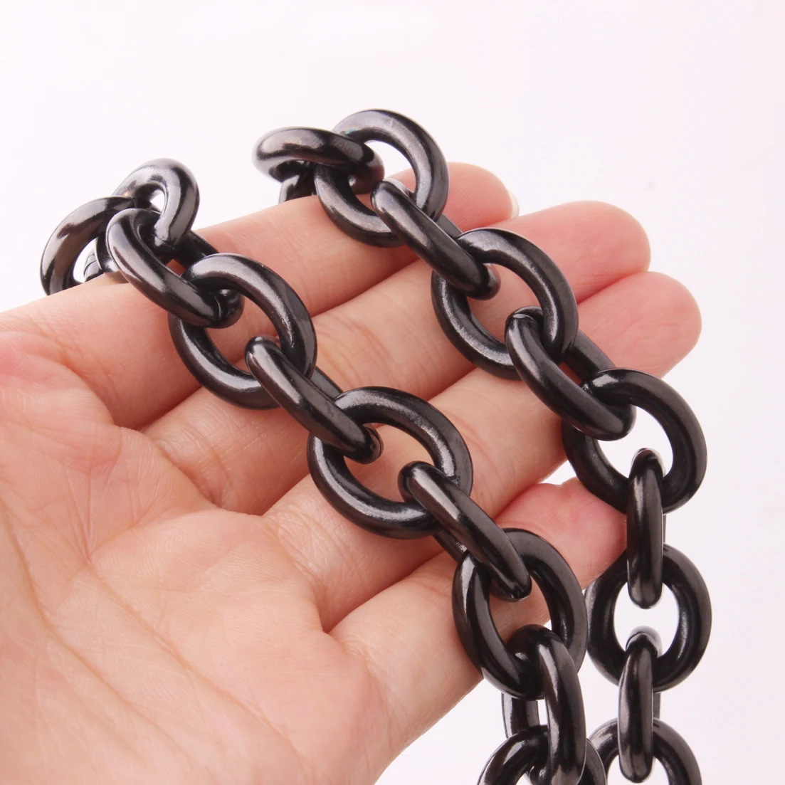 Granny Chic Charming 8/11/13/15mm Mens Chain Black Color Stainless Steel Big O Oval Chain Necklace Top quality Fashion Jewelry