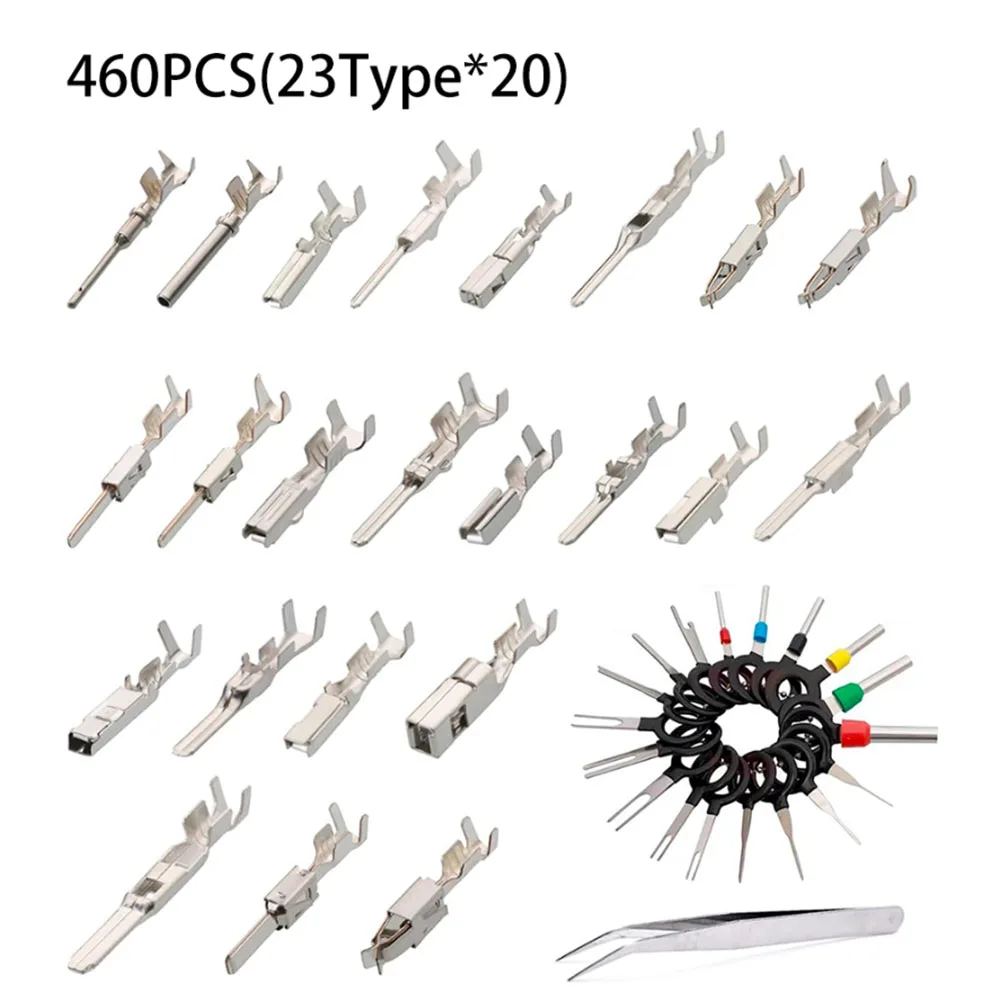 

460PCS Pins Connector Kit,Car Electrical Wire Connector Pins Terminal 1/1.5/1.8/2.2/2.8/3.5mm Automotive Crimp Pin Connectors